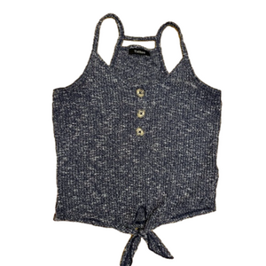 Tattoo button up tank top with tie hem XS